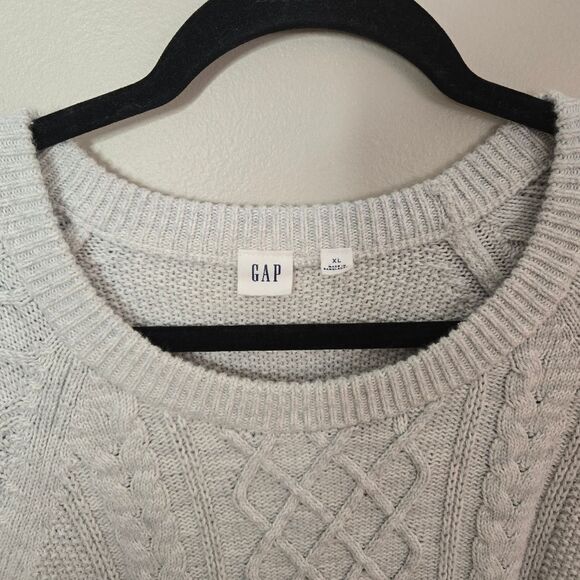 GAP Women's Gray Cable Knit Sweater XL - Picture 5 of 7